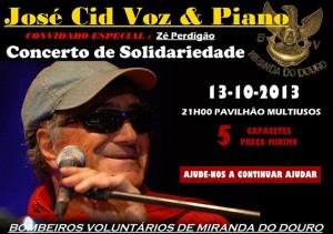 Participe no José Cid Voz & Piano - Concerto de Solidariedade - Bombeiros Voluntários de Miranda do Douro