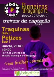 Participe nos Pioneiros Bragança FC - Treinos de captações: Traquinas e Petizes