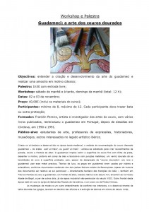 Participe no Workshop e Palestra: Guadameci: a arte dos couros dourados