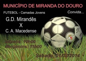 Participe no Futebol - Camadas Jovens: G.D. Mirandês x C.A. Macedense - Miranda do Douro