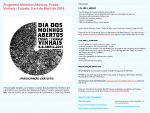 Participe no Programa Moinhos Abertos de Prada e Tuizelo - Associação Tarabelo - Vinhais