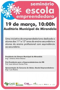 Participe no Seminário Escola Empreendedora - Mirandela