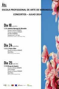 Participe no ESPROARTE: Concertos Julho 2014 - Mirandela