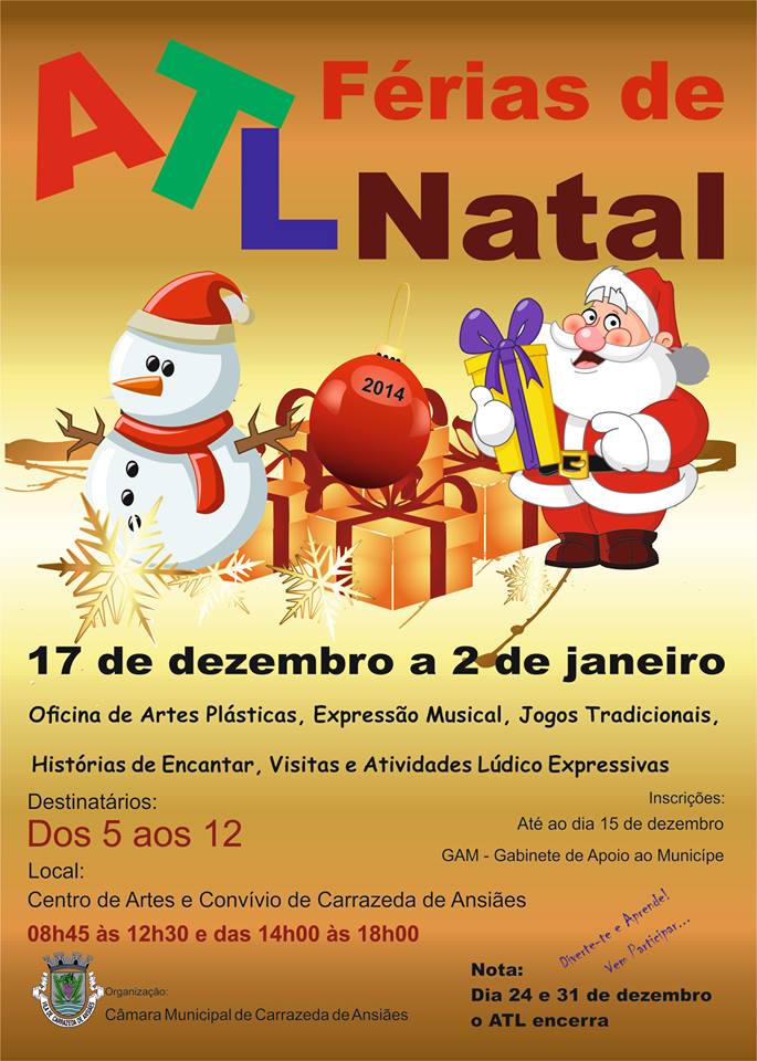 Participe na ATL - Férias de Natal - Carrazeda de Ansiães